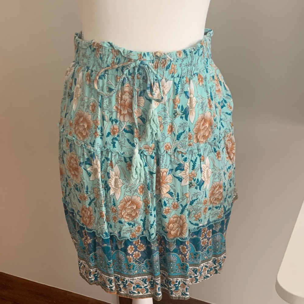 Simplee Floral Blue Skirt